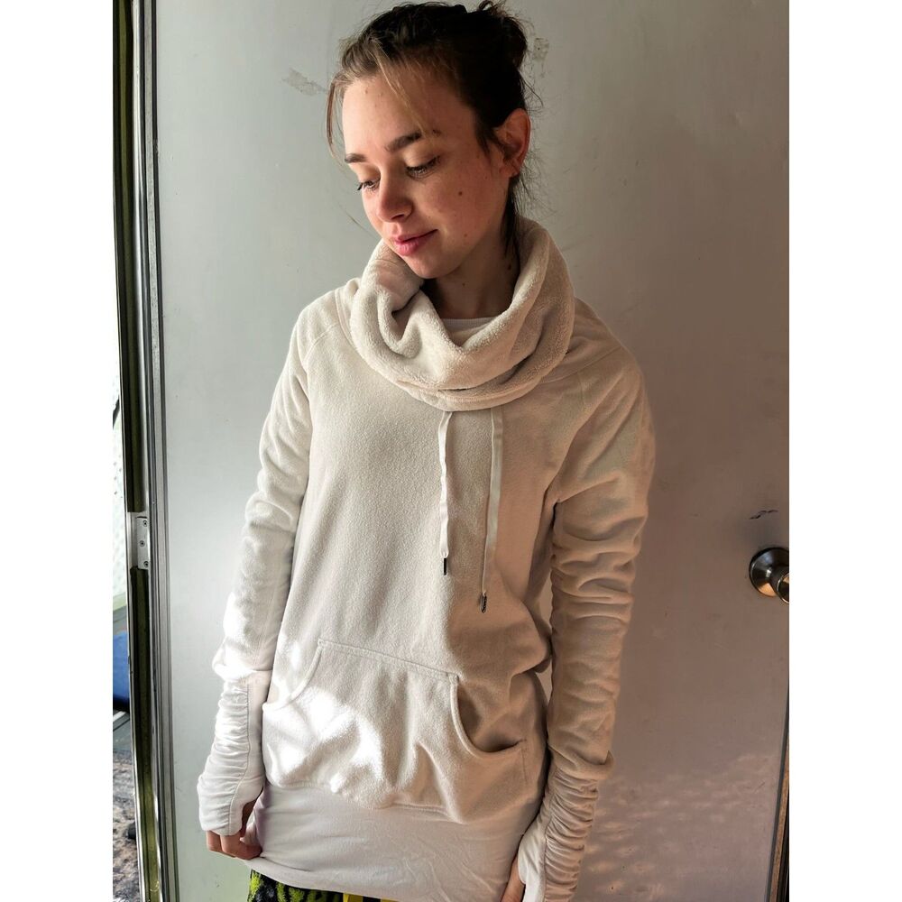 cream lululemon pullover funnel neck hoodie